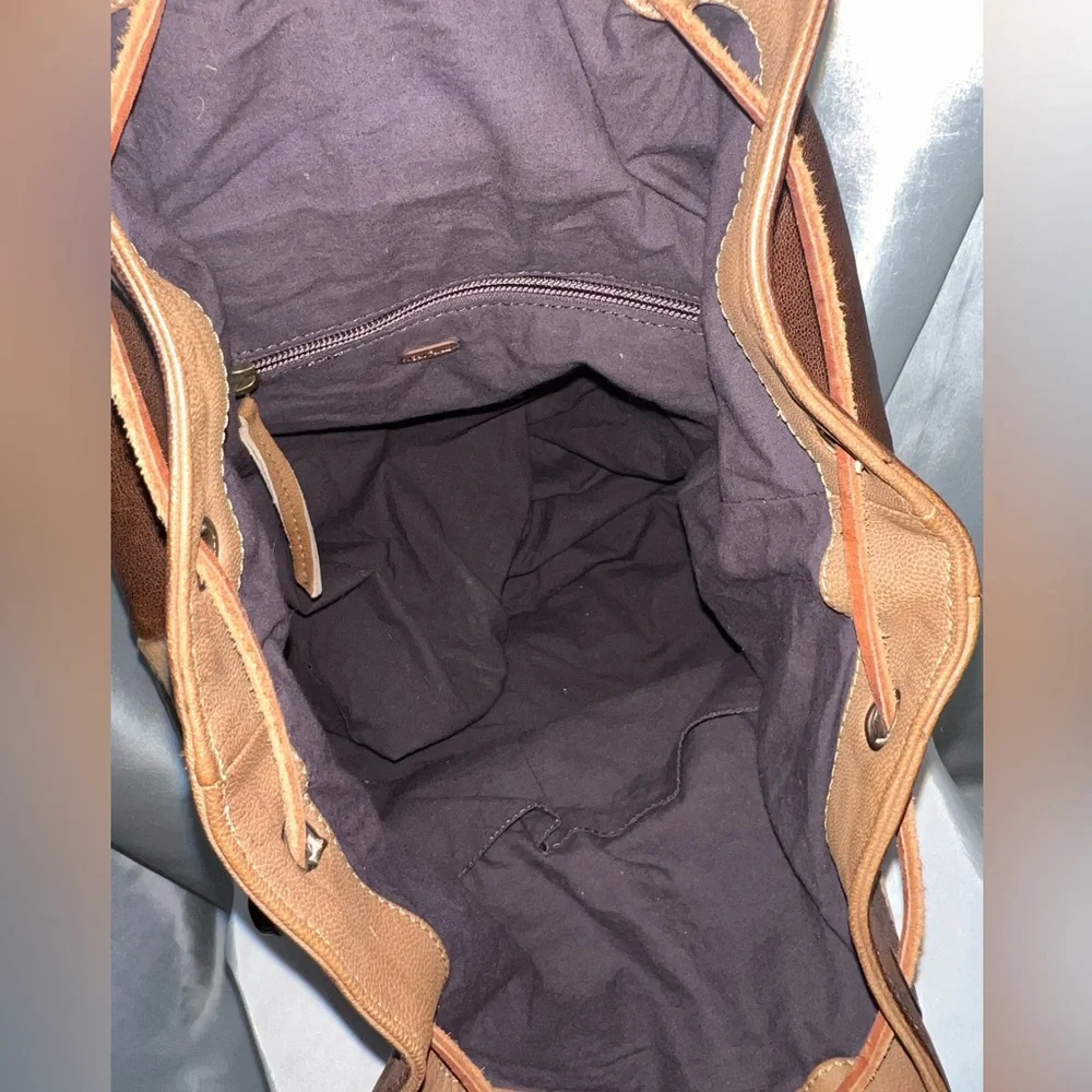 Free People Two-Tone Brown Leather Backpack